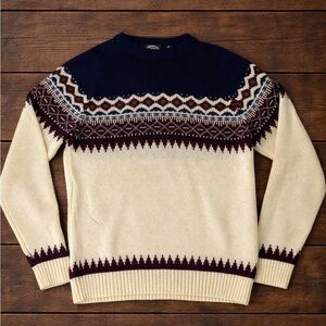 Towncraft Vintage 90s Fair Isle Ski Sweater L Cream Knit Crewneck/Sweater